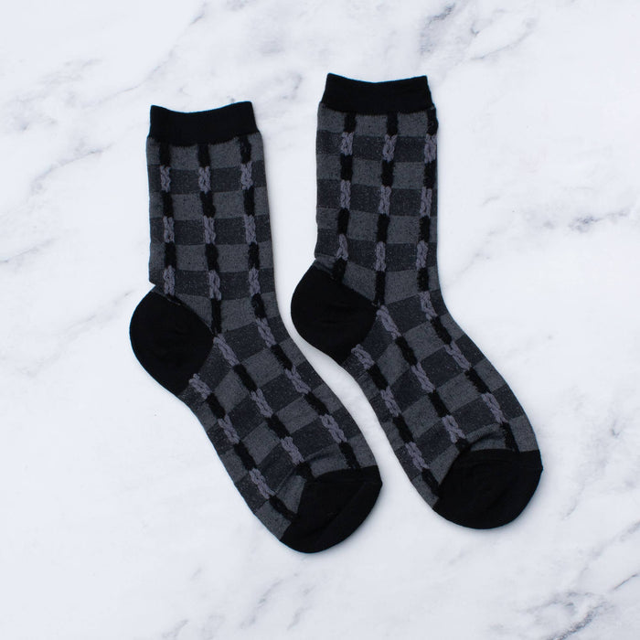 Vintage Checkerboard Twist Socks
