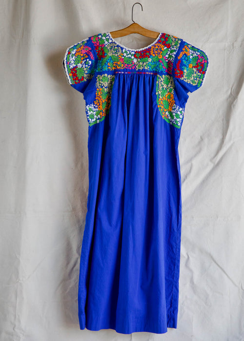 Blue Embroidered Mexican Dress Size Medium