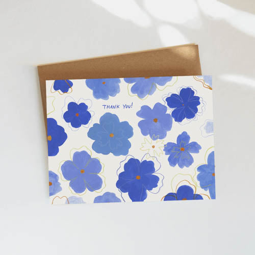 Blue Blossom Thank You Card
