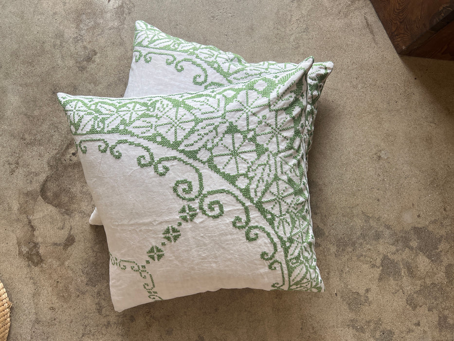 Cross Stitch Linen Pillow
