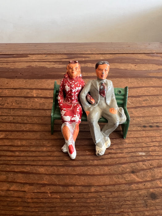 1950s Diecast Men and Women on Bench