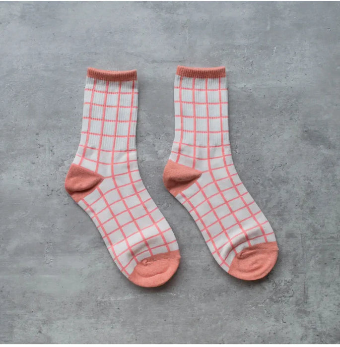 Pastel Grid Socks
