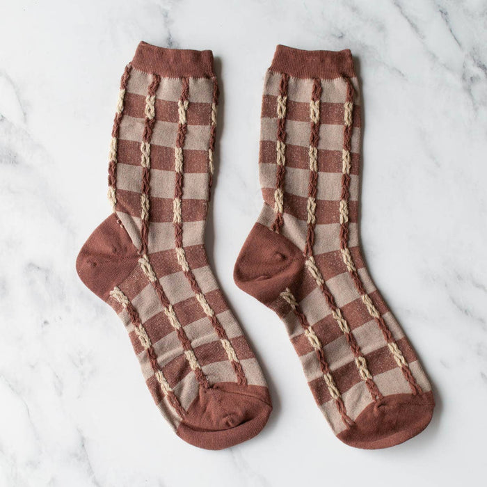 Vintage Checkerboard Twist Socks