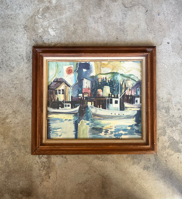 Wood Framed Boat Painting